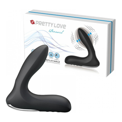 01701 | Estimulador de Períneo e Próstata Inflável Recarregável em Silicone com 12 Modos de Vibração - Pretty Love Leonard - 12 x 3 cm