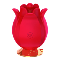 04589 | Estimulador de Clitóris Formato de Rosa com 3 Pontas Diferentes e 10 Modos de Vibração - Vermelho - comprar online