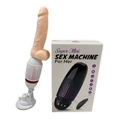 03902 | Mini Maquina de Sexo com Auto Aquecimento, 7 Modos de Vibrações, Vai e Vem e Controle Sem Fio - Dibe Sex Machine - Branco