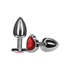 02939 | Plug Anal em Alumínio, Base em Formato de Coração com Pedra Médio Vermelho