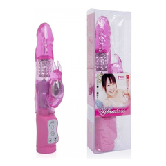 01950 | Vibrador Rotativo com 7 Modos de Vibrações, Estimulador Clitoriano em Forma de Coelho - Mini Vibrators - 22,5 x 3 cm - Rosa