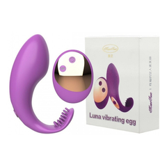 04904 | Vibrador Clitoriano Ponta Dupla com 10 Modos de Vibração e Controle Remoto Sem Fio - Luna Vibrating Egg - Roxo