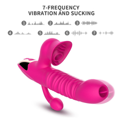 04803 | Vibrador com 7 modos de Vibrações, com Estimulador Clitoriano com 7 Modos de Pulsações, Plug Anal e Aquecimento- Dibe Orgasm Clitoral Super Vibrators - Magenta na internet