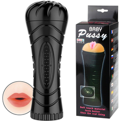 00784 | Masturbador Lanterna em TPR com Formato de BOCA e Textura Interna Sem Vibração - Baby Pussy