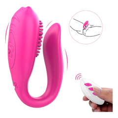 02803 | Vibrador Recarregável para Casal com Controle Wireless e 12 Modos de Vibração - Rosa na internet