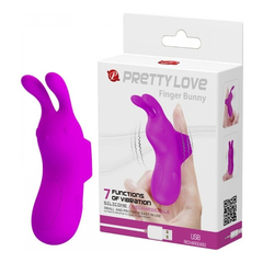 00544 | Dedeira Reacarregável em Silicone com Forma de Coelho, 7 Modos de Vibração e Função Memória - Pretty Love Finger Bunny - comprar online