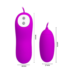 02340 | Cápsula Vibratória com 12 Modos de Vibração e Controle com Fio - Pretty Loce Eunice - 6 x 2,5 cm - Roxo - loja online