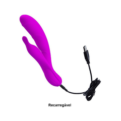 00424 | Vibrador Estimulador de Ponto G e Clitóris Recarregável em Silicone com 30 Modos de Vibração - Pretty Love Bliss - Roxo