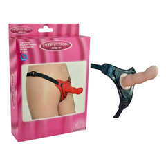 00438 | Cinta Peniana com Penetrador Escalonado Com Penetrador Ponto G em Silicone - Strap On Deep Climax - Bege