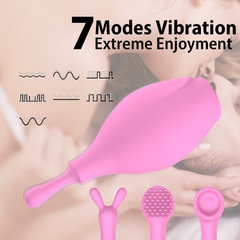 01639 | Sex Massager - Estimulador de Clitóris em Silicone com 4 Capas e 7 Modos de Vibrações - Rosa - E-VARIEDADES