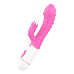 02257 | Vibrador de Ponto G com Estimulador de Clitóris e Texturas Massageadoras - Bass Vibration Vibrators - Rosa - comprar online