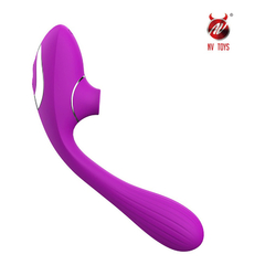 03843 | Vibrador Estimulador Recarregável de Ponto G e Clitóris e Sucção com 10 Modos de Vibração e Pulsação - NV Toys Dina - Roxo - E-VARIEDADES