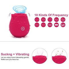 03699 | Massageador em Forma de Rosa Moderno com 10 Diferentes Modos - Rose Vibrator - Vermelho - comprar online