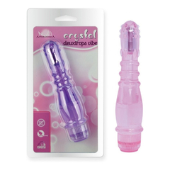 01797 | Vibrador Ponto G em Jelly com Nódulos Massageadores e Vibração Multivelocidade - Crystal Dewdrops Vibe - 21 x 3,5 cm - Rosa