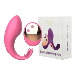 04903 | Vibrador Clitoriano Ponta Dupla com 10 Modos de Vibração e Controle Remoto Sem Fio - Luna Vibrating Egg - Magenta
