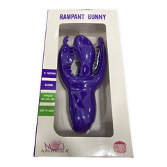 04005 | Vibrador Triplo Em Silicone Cirúrgico com 10 Modos de Vibração e Abertura do Prazer - Aphrodisia Rampant Bunny - Roxo - loja online