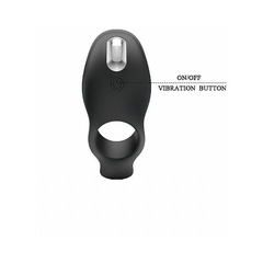 03797 | Anel Peniano Recarregável em Silicone com Estimulador de Períneo e de Clitóris com 7 Modos de Vibrações - Pretty Love Vibration Penis Sleeve -12,5 x 4,5 cm - loja online