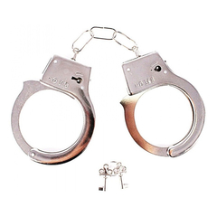 00263 | Algemas Reguláveis em Metal com Chave e Traves de Segurança - Hand Cuffs - 26,8 x 5,1 cm - E-VARIEDADES