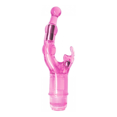 04414 | Vibrador Ponto G com Estimulador Clitoriano Multivelocidade - Crystal Naughty Rabbit - Rosa - comprar online