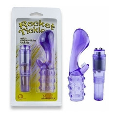 03980 | Vibrador 2 em 1 com Capa para Estímulo para Ponto G e Clitóris com Ponta Lisa - Aphrodisia Rocket Ricklers - Roxo