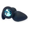 05095 | Plug Anal em Silicone no Formato Joia - Tamanho M - Seamless Butt Plug - Preto com Azul Claro