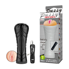 04884 | Masturbador Masculino Lanterna, Corpo Interno Texturizado, Formato Vagina com 7 Modos de Vibração - Pussy Vibration