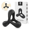 03878 | Anel Peniano Triplo em Silicone com Texturas Massageadoras - S-Hande Black Rider 2 - 4,3 x 2,9 cm