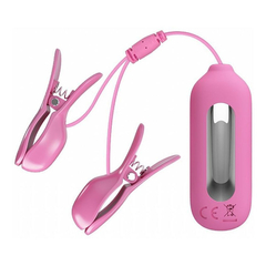 00667 | Grampos Estimuladores para Mamilos com Presilhas Ajustáveis, 7 Níveis de Vibrações 3 Modos de Choque e Controle Remoto - Pretty Love Nipple Clip