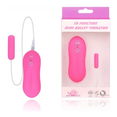 00414 | Mini Cápsula Vibratória com 10 Modos de Vibração e Controle Remoto com Fio - Aphrodisia 10 Function Mini Bullet Vibrator - Rosa