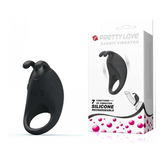 00286 | Anel Peniano Recarregável com Orelhas de coelho e 7 Modos de Vibração - Pretty Love Rabbit Vibrator - Preto - comprar online