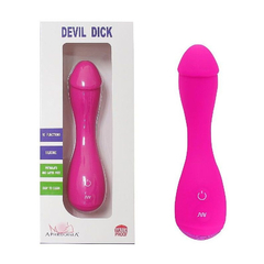 04003 | Vibrador Ponto G em Silicone Soft Touch com 10 Modos de Vibração - Devil Dick - 16,5 x 3,5 cm - Rosa
