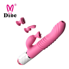 04804 | Vibrador com 7 Modos de Vibrações e Vai e Vem, Estimulador Clitoriano com Detalhe de 3 Peças de Troca e Aquecimento - Dibe Sex Massager - Rosa - loja online