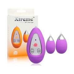 00247 | Cápsula Vibratória Dupla com 10 Modos de Vibrações Controladas por Controle Remoto - Aphrodisia Xtreme Dual Eggs - Roxo