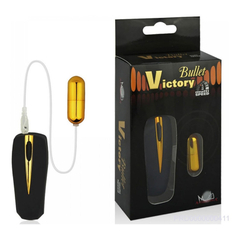 00411 | Bullet com Vibração Multivelocidade e Controle Remoto com Fio - Aphrodisia Bullet Victory - Dourado