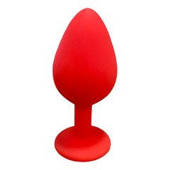 00148 | Plug Anal em Silicone no Formato Joia - Tamanho M - Seamless Butt Plug - Vermelho com Dourado - comprar online