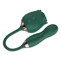 04597 | Vibrador Duplo Flexível Com 10 modos de Pulsação, 10 modos de Vibração e 10 Intensidades de Pulsação Em Sua Ponta - Verde - E-VARIEDADES