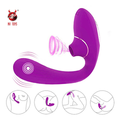 Imagem do 03843 | Vibrador Estimulador Recarregável de Ponto G e Clitóris e Sucção com 10 Modos de Vibração e Pulsação - NV Toys Dina - Roxo