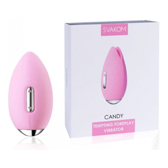 00818 | Massageador de Clitoris e Mamilos Recarregável com 3 Intensidades de Vibração - Svakom Candy - Rosa Claro