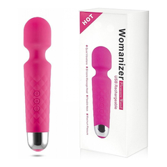 02116 | Womanizer Pleasure Wand - Massageador Recarregável com 20 modos de Vibração e Corpo Texturizado - 19 X 4 cm - Rosa