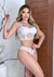 Conjunto de Lingerie Iara Corset com Aro Em Renda Chantilly Sem Bojo - Confortável e Versátil Branco