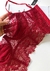 Imagem do Conjunto de Lingerie Aurora Corset com Aro de Sustentação Em Renda Chantilly Sem Bojo - Confortável e Versátil Vermelho