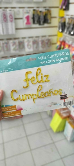 SET DE GLOBO FELIZ CUMPLEAÑOS CURSIVA en internet