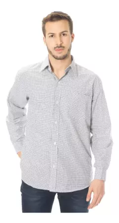 Camisa Manga Larga Cuadros Hombre Con Bolsillo Escosesa MODELO 2