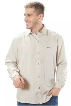 Camisa Manga Larga Lisa Hombre Corte Clasico De Vestir BEIGE