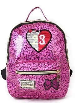 Mochila Mujer Metaliza Wacky 13,5 C/ Apliques Rosa