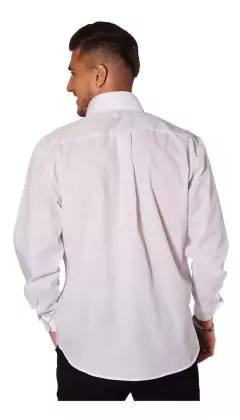 Camisa Manga Larga Lisa Hombre Con Bolsillo BLANCO - comprar online