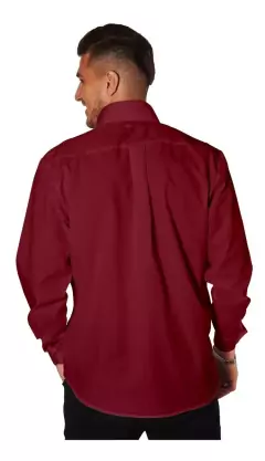 Camisa Manga Larga Lisa Con Bolsillo BORDO - comprar online