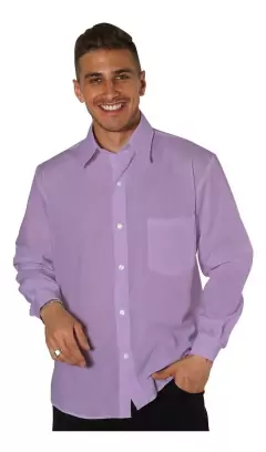 Camisa Manga Larga Lisa Hombre Con Bolsillo VIOLETA