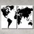 Kit 2 Quadros Decorativos Mapa do Mundo Preto e Branco