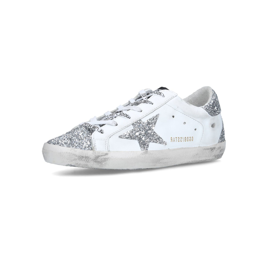 Golden Goose Low White Glitter Estilo y Brillo